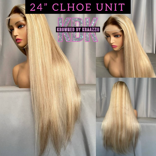 CHLOE (Straight HD Lace Custom Honey Blonde Highlight w/ Dark Roots Wig)