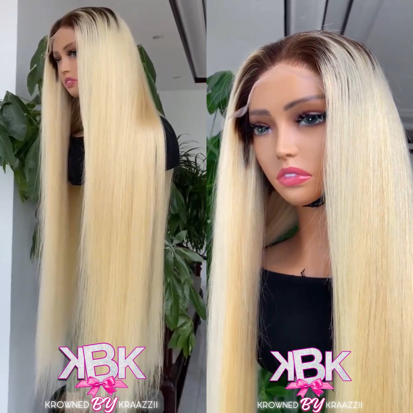 NEW 7x7 HD “2 Tone #4/27 Blonde Diva” Straight Closure Wig