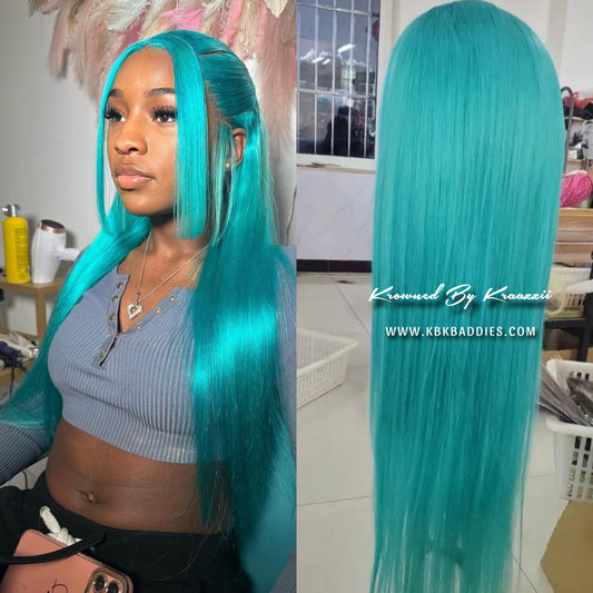AQUA BAE - NEW 13x6 Aqua Blue Straight Frontal Wig