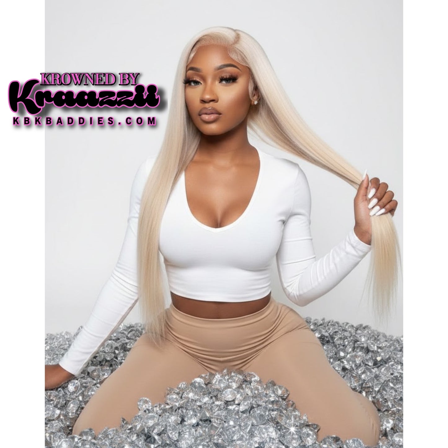 NEW 13x6 HD Straight White Blonde Frontal Wig