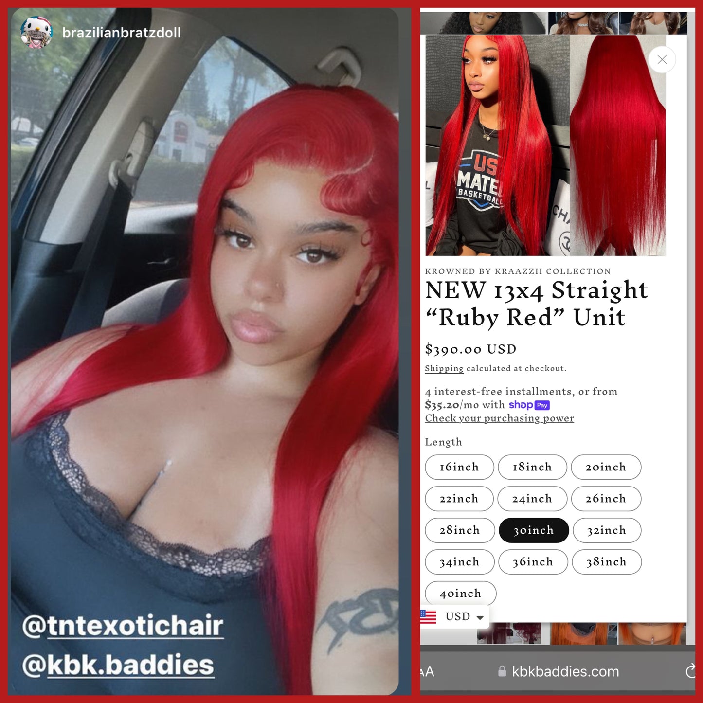 NEW 13x6 HD Straight “Ruby Red” Frontal Wig