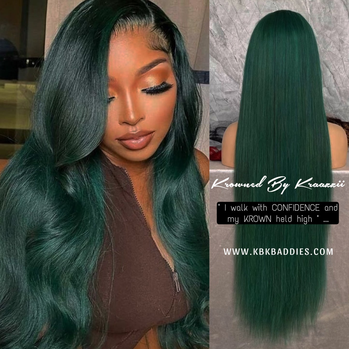 FEARLESS - NEW 13x6 Straight Gator Green Frontal Wig