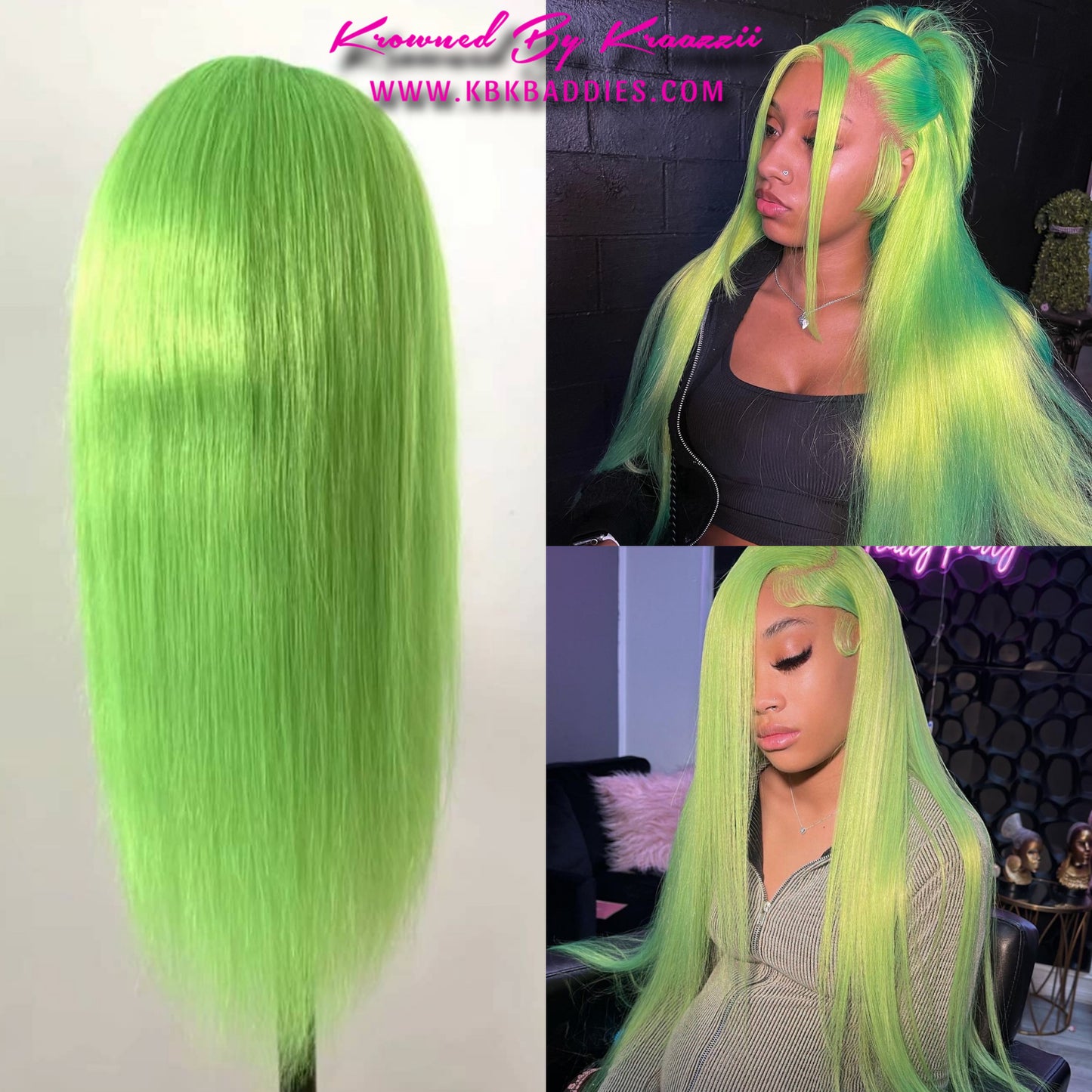 NEW 13x6 HD Straight “Slime Green” Frontal Wig