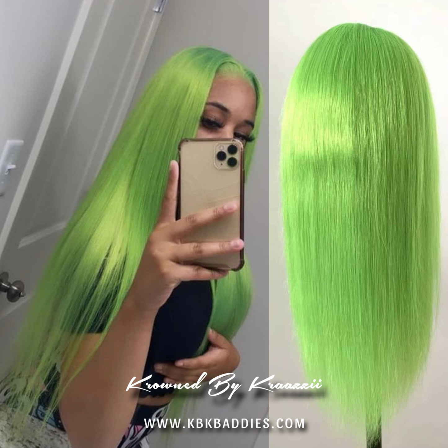 NEW 13x6 HD Straight “Slime Green” Frontal Wig