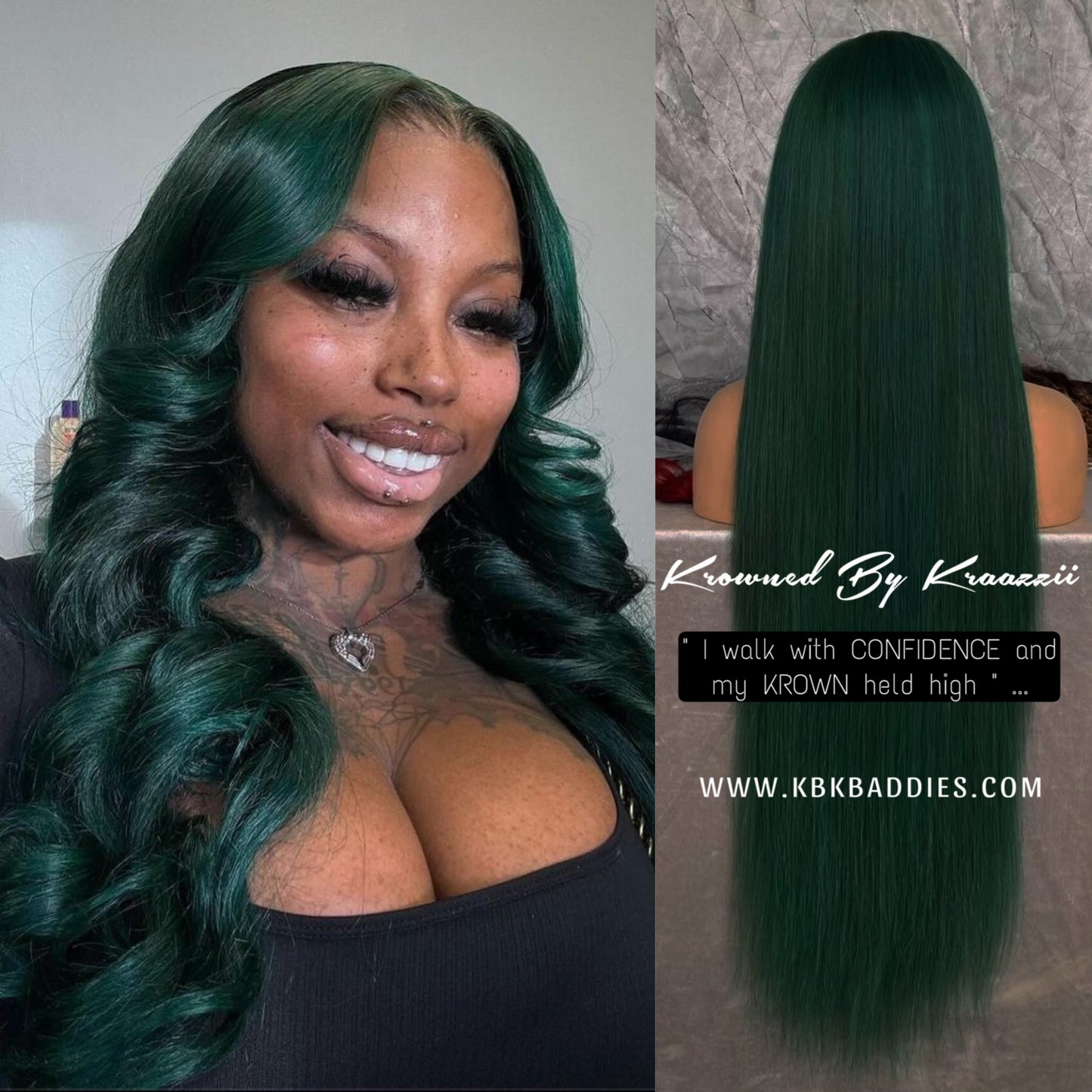 FEARLESS - NEW 13x6 Straight Gator Green Frontal Wig