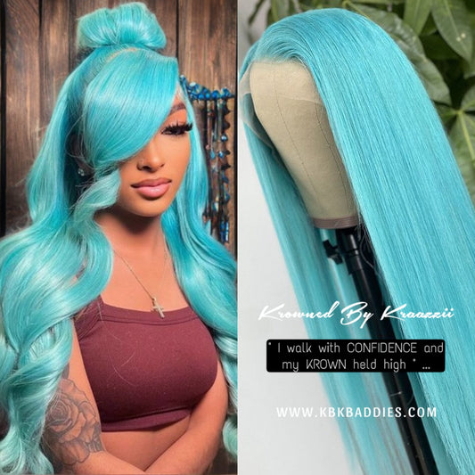 CRYSTAL - NEW 13x6 Straight Light Baby Blue Frontal Wig