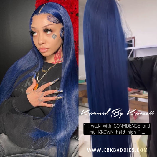 ECLIPSE - NEW 13x6 Straight Dark Royalty Blue Frontal Wig