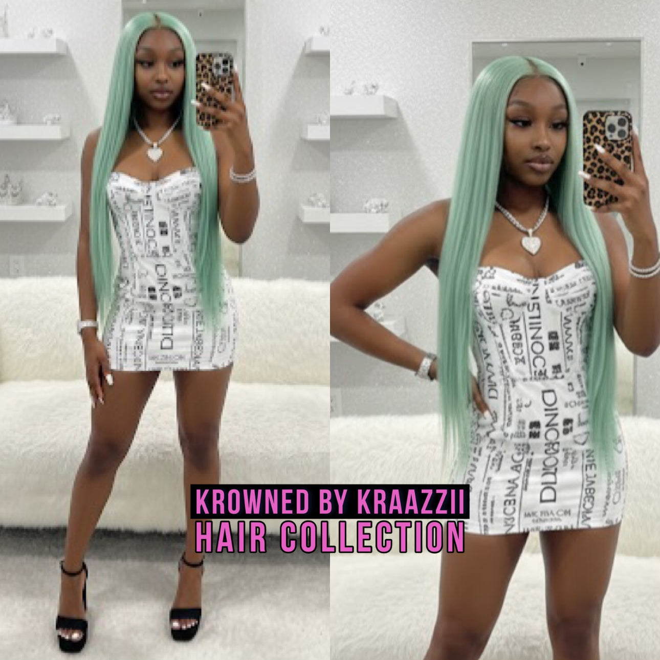 IVY (Straight Transparent Mint Green Lace Wig)