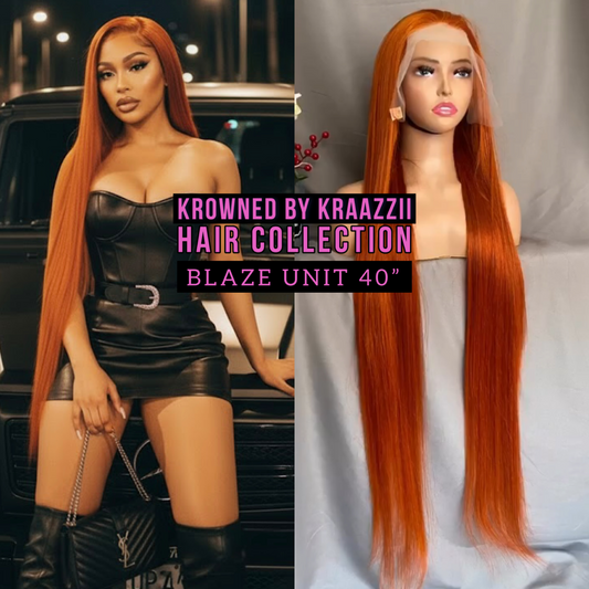 BLAZE (Straight Transparent Hot Ginger Lace Wig)
