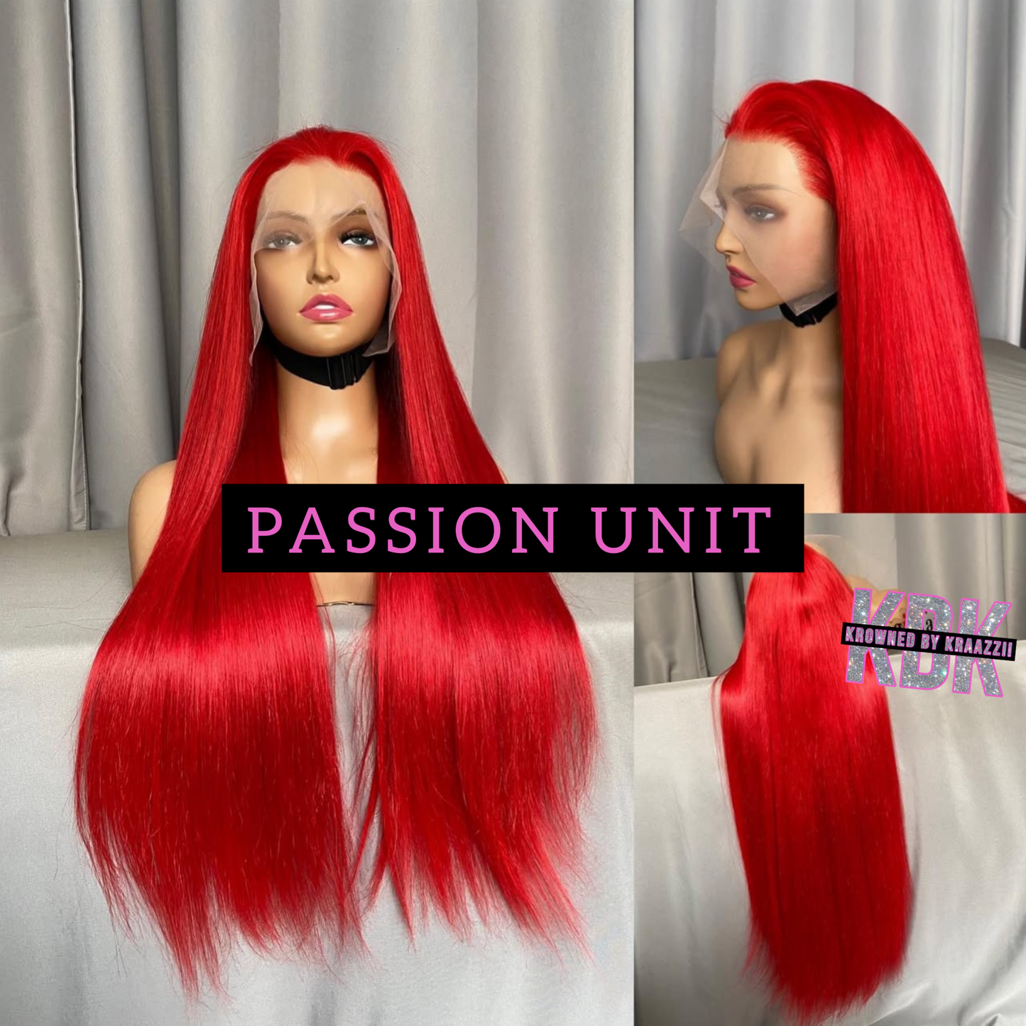 PASSION (Straight & Bodywave Ruby Red Transparent Lace Wig)