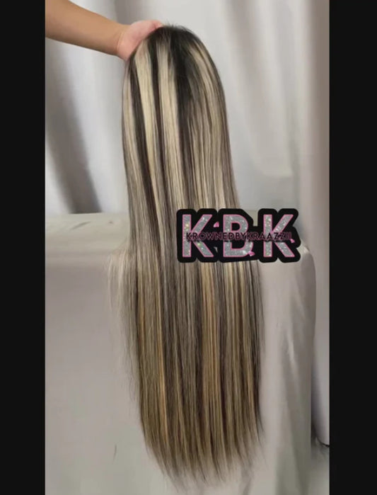 NEW 13x6 HD Dark Root “Oreo Highlight” Straight Frontal Wig