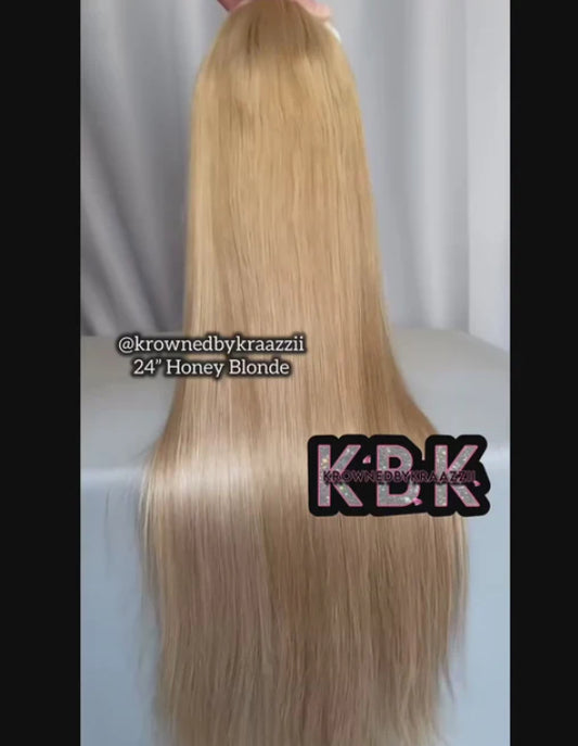 NEW 7x7 HD “Honey Blonde” Straight Closure Wig