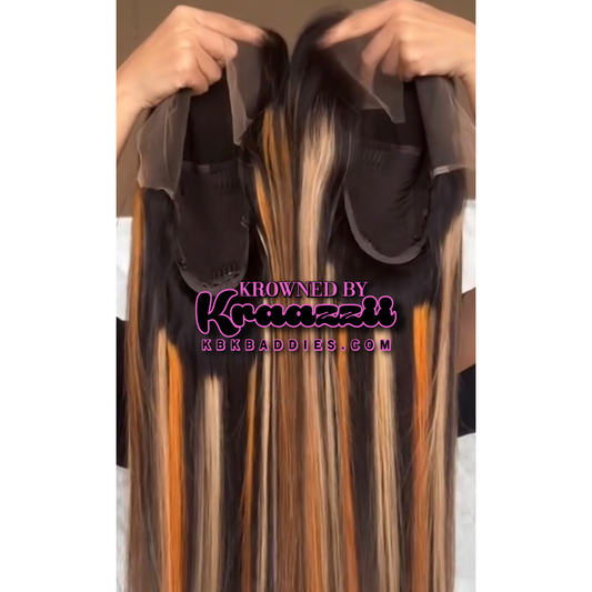 BUTTERCUP - NEW 13x6 HD Straight Orange Highlight Mix Frontal Wig