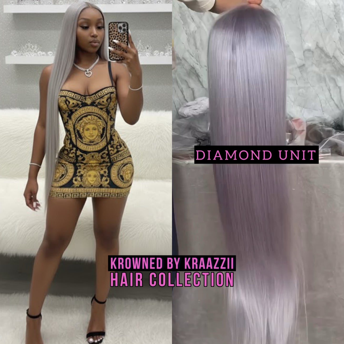 DIAMOND (Straight HD Silver Grey Lace Wig)