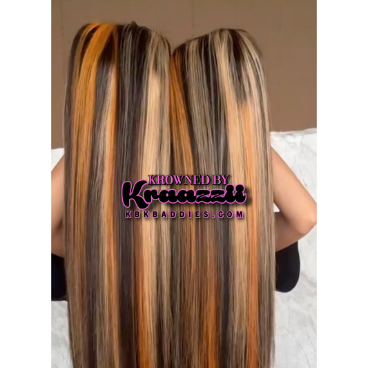 BUTTERCUP - NEW 13x6 HD Straight Orange Highlight Mix Frontal Wig