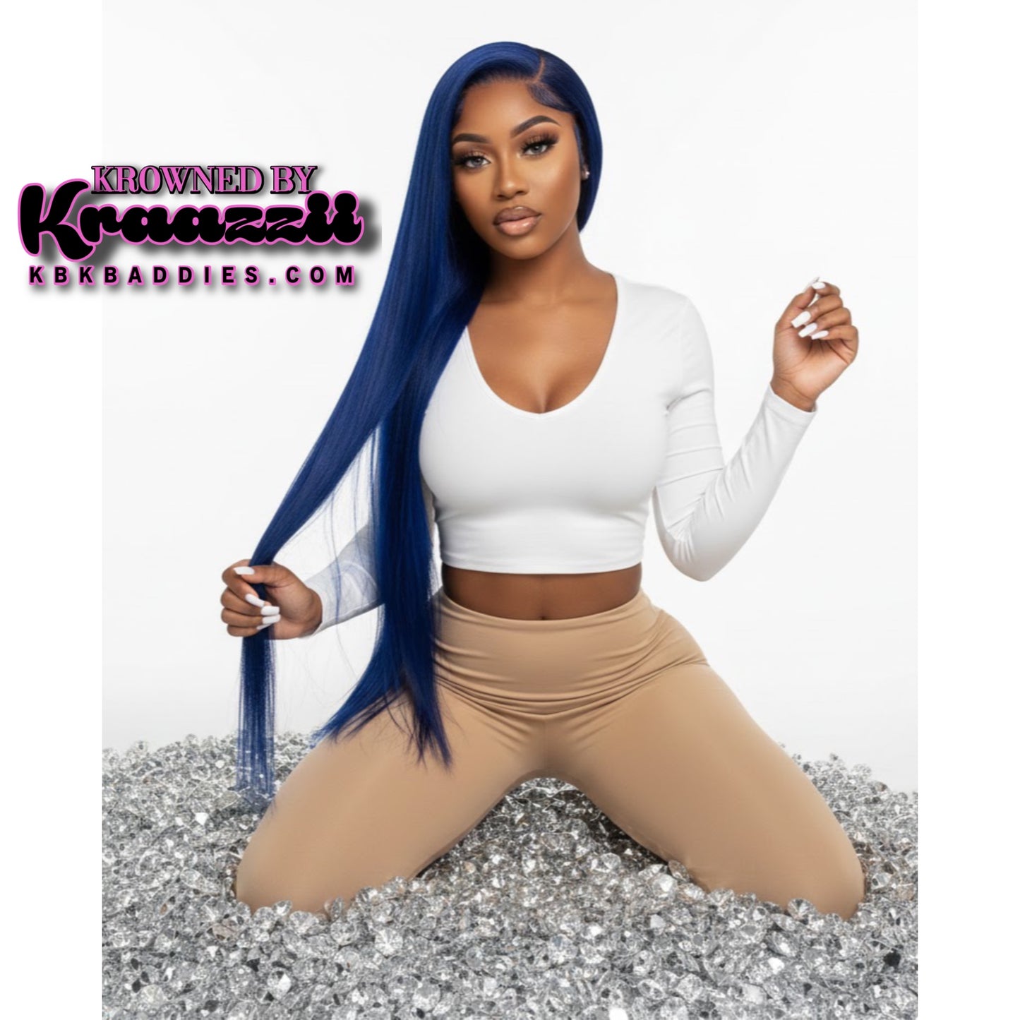 ECLIPSE (Straight Transparent Dark Navy Blue Lace Wig)