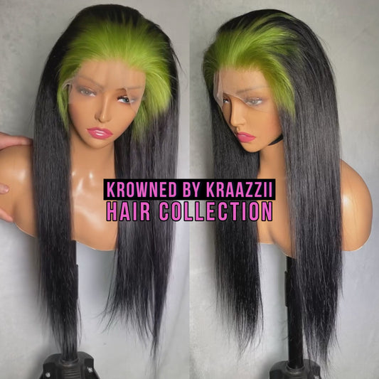 NIXIE (Straight Transparent Green Root / Black Colored Wig)