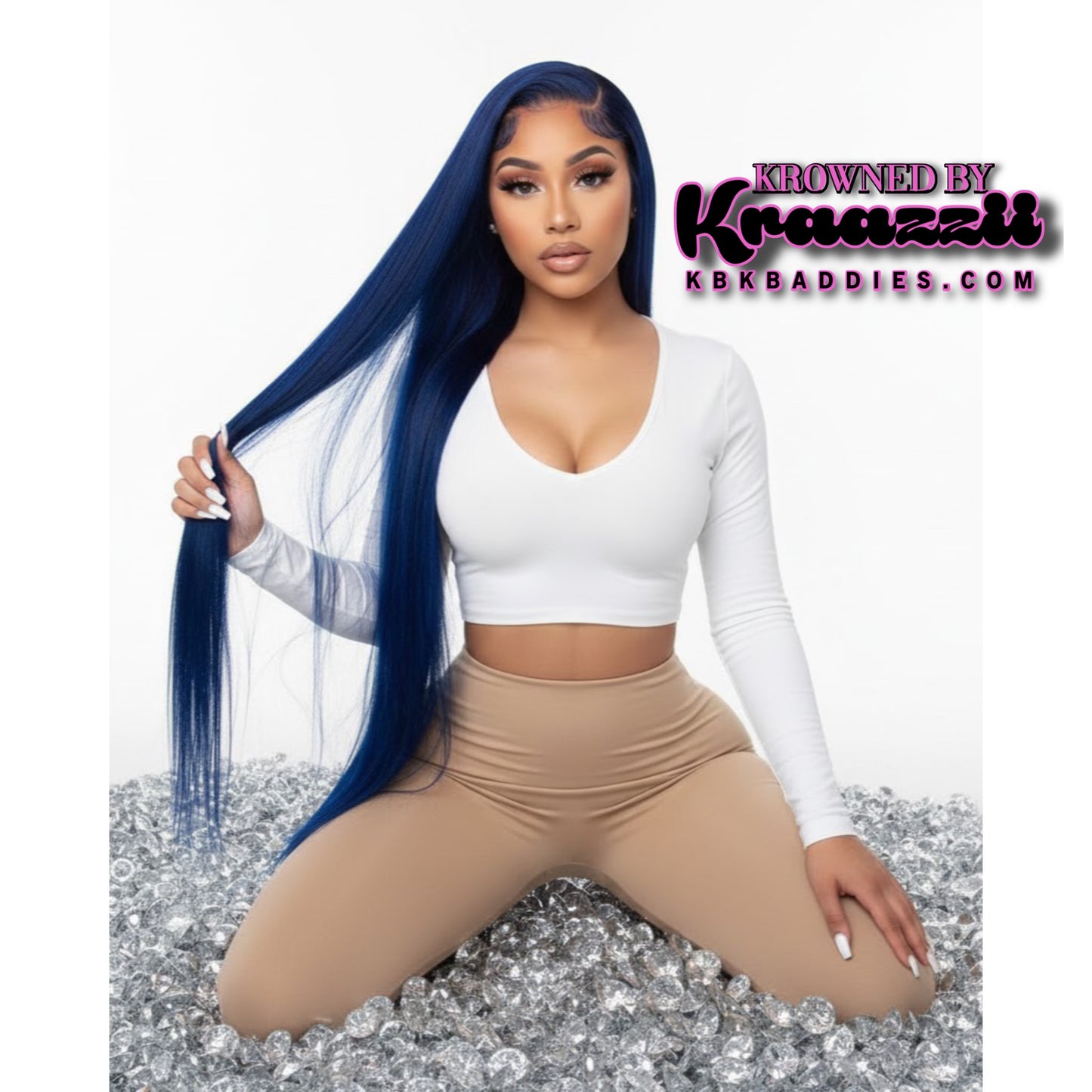 ECLIPSE (Straight Transparent Dark Navy Blue Lace Wig)
