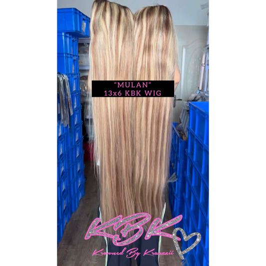 MULÁN (Straight Light Brown + Blonde Highlights Lace Wig)