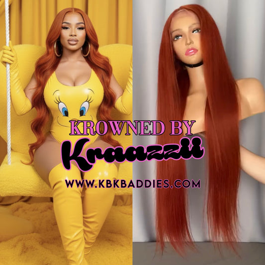 AMBER (Straight Transparent Dark Ginger Lace Wig)