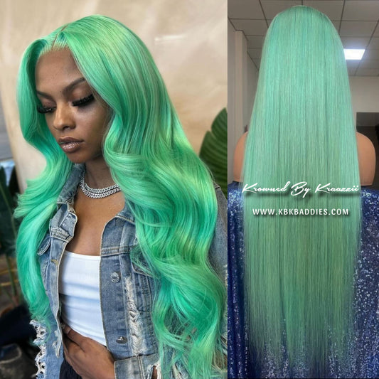 NEW 13x4 “Minty Green” Straight Frontal Wig