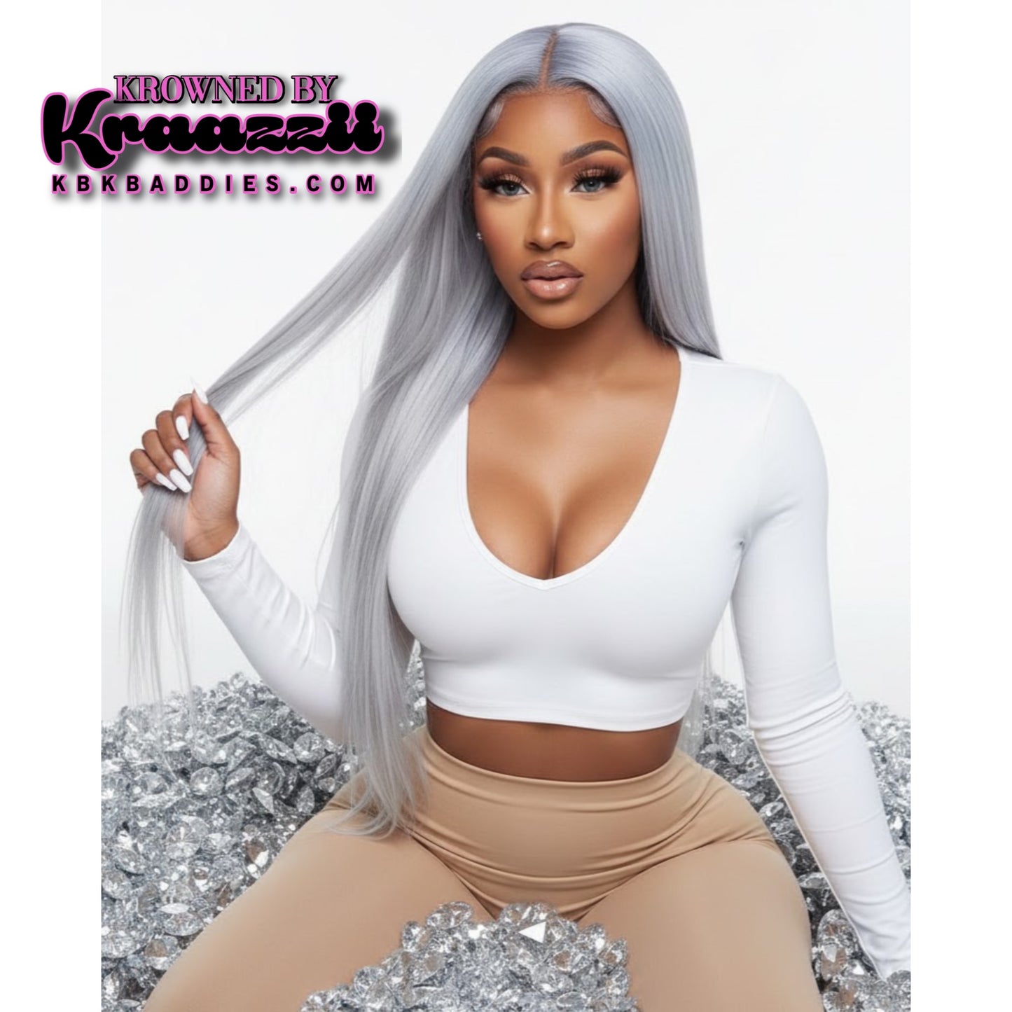 DIAMOND - NEW 13x6 Straight Silver Grey Frontal Wig