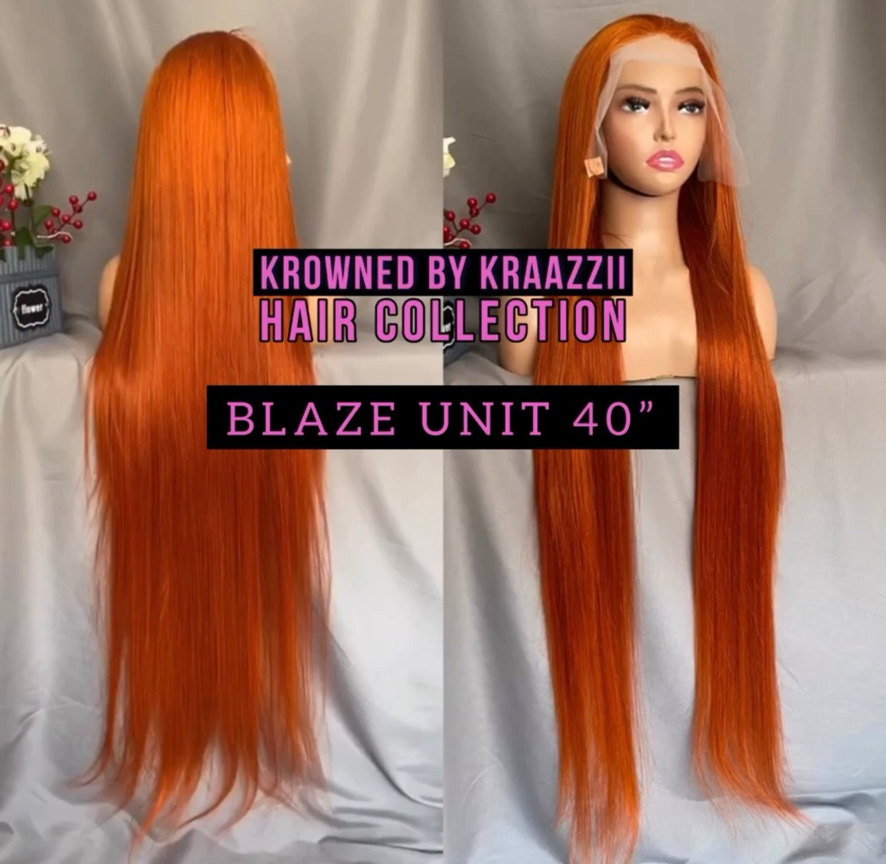 BLAZE (Straight Transparent Hot Ginger Lace Wig)