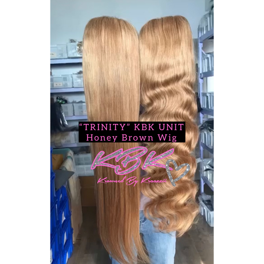 TRINITY (Straight & Burmese Curly Honey Brown HD Lace Wig)