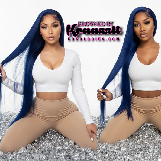 ECLIPSE (Straight Transparent Dark Navy Blue Lace Wig)