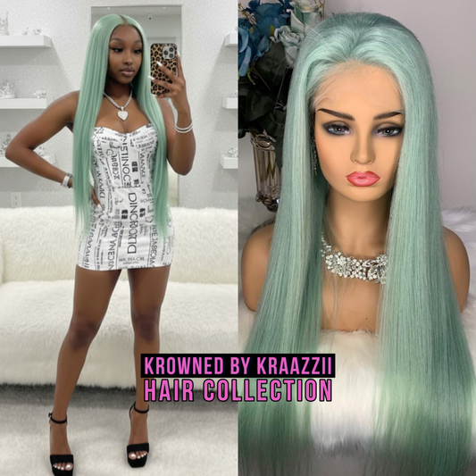 IVY (Straight Transparent Mint Green Lace Wig)