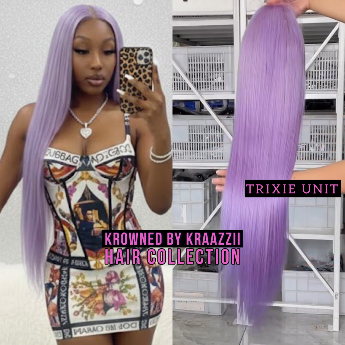 TRIXIE (Straight Transparent Lavender Purple Lace Wig)