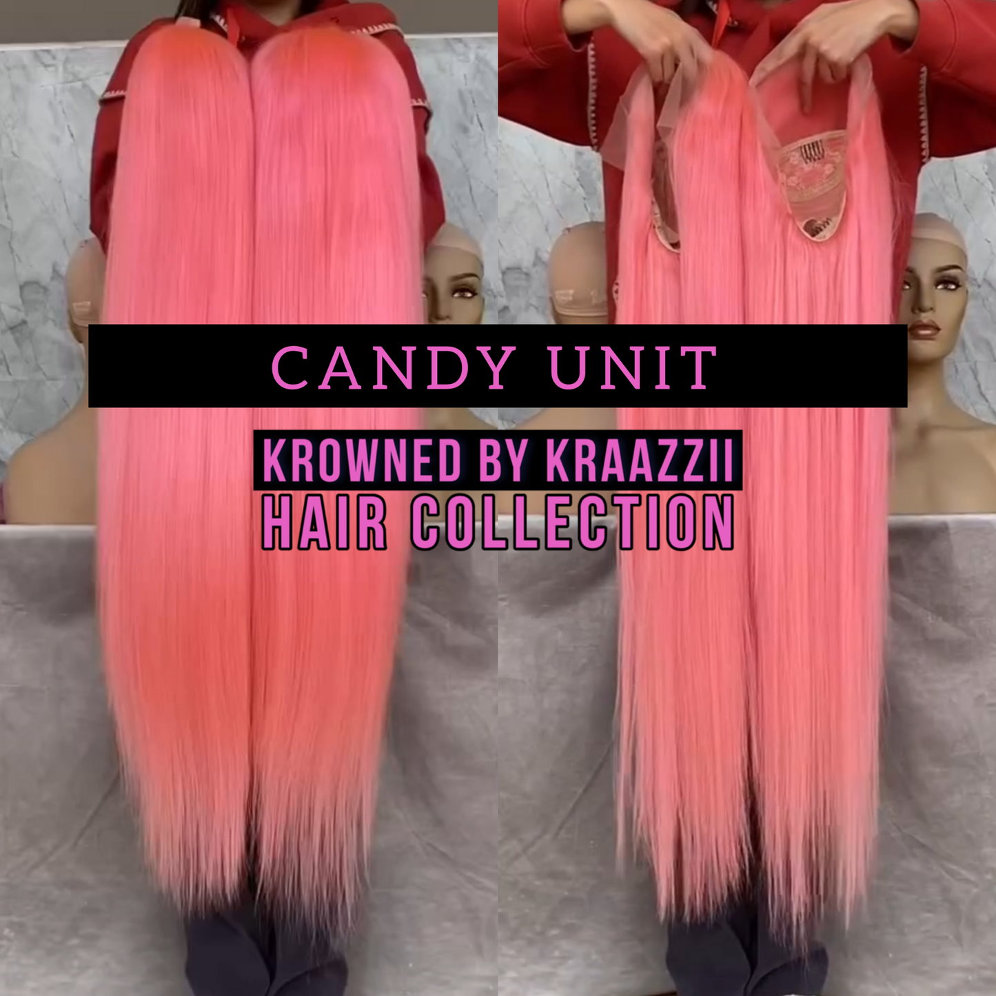 CANDY (Straight Transparent Pink Lace Wig)