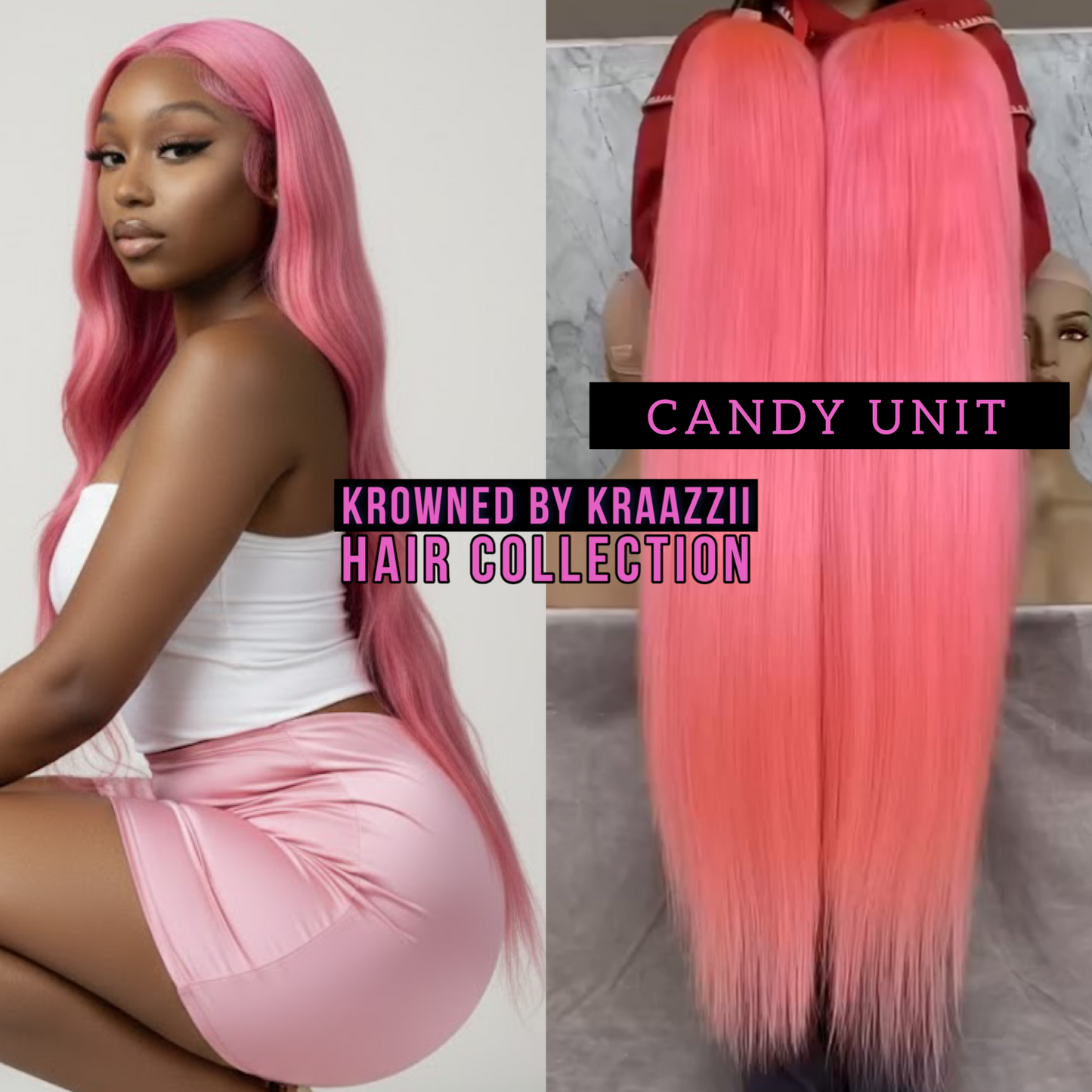CANDY (Straight Transparent Pink Lace Wig)