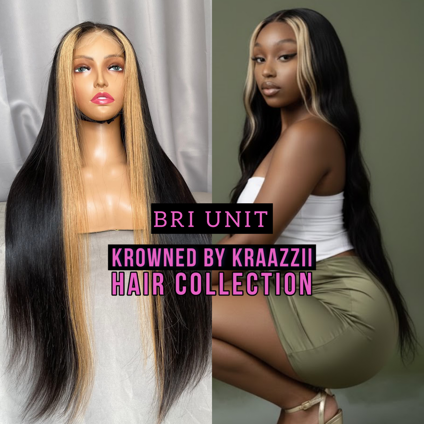 BRI (Straight HD 1B/27 Skunk Stripe Lace Wig)