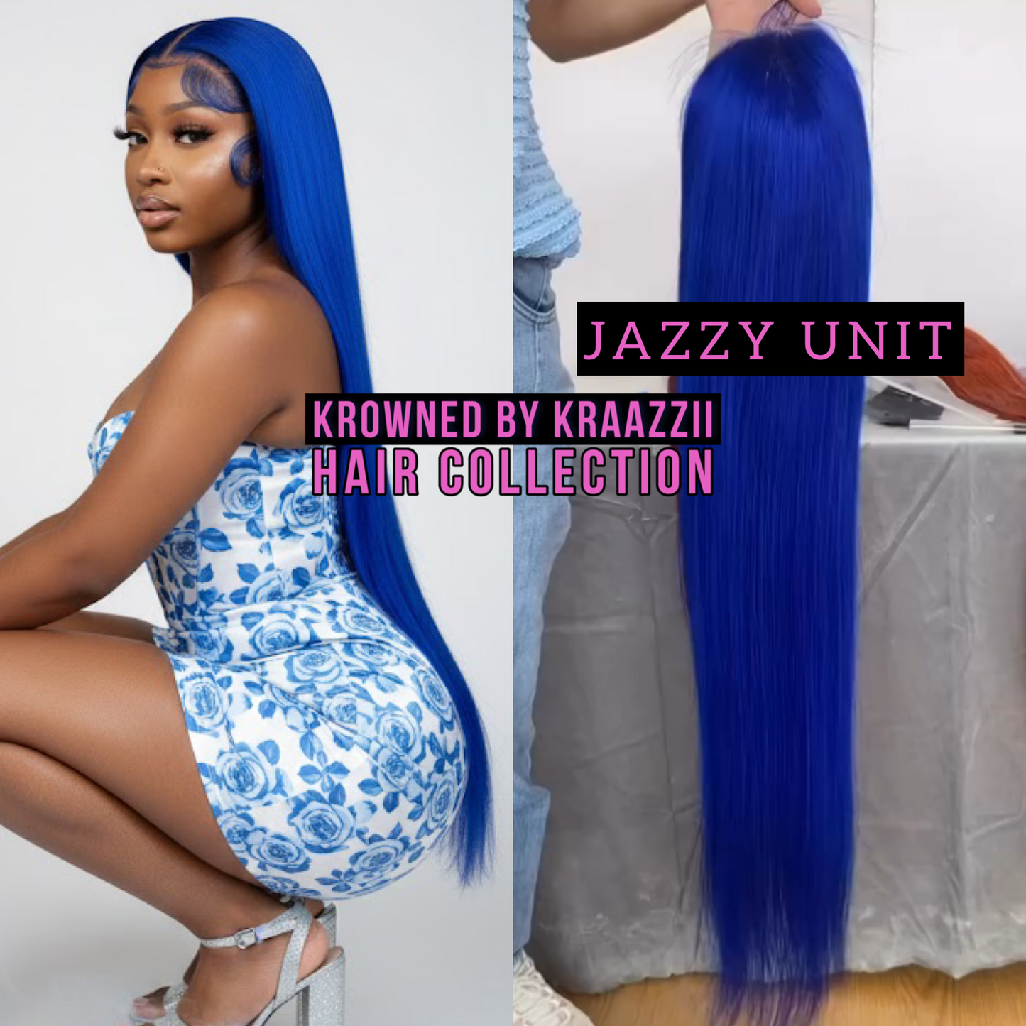 JAZZY (Straight Transparent Blue Lace Wig)