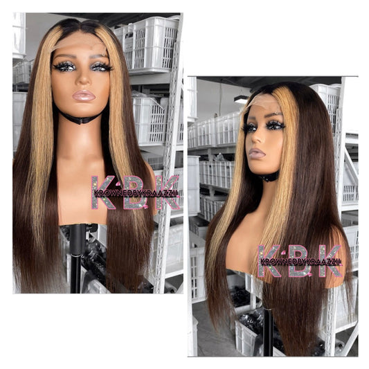 NEW 7x7 HD “Keyshia” 3-Tone Straight Closure Wig