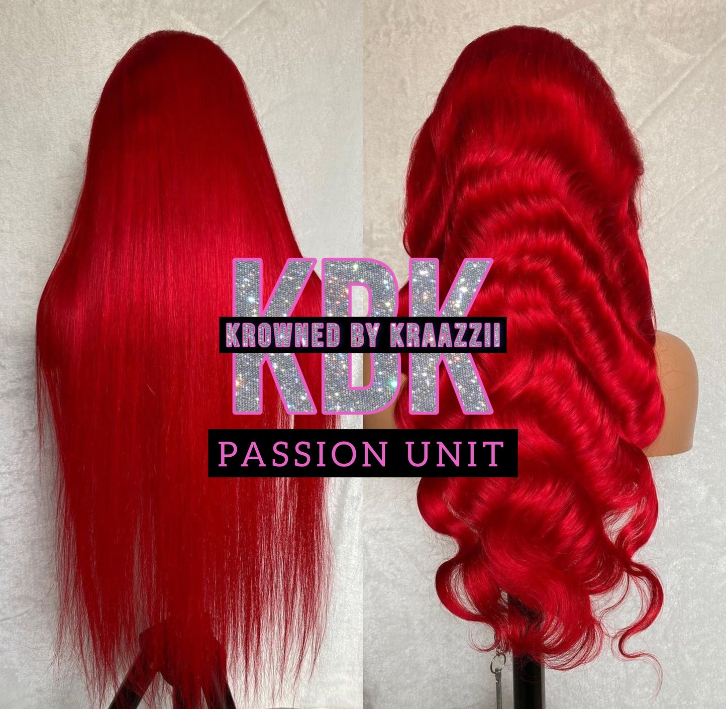 PASSION (Straight & Bodywave Ruby Red Transparent Lace Wig)