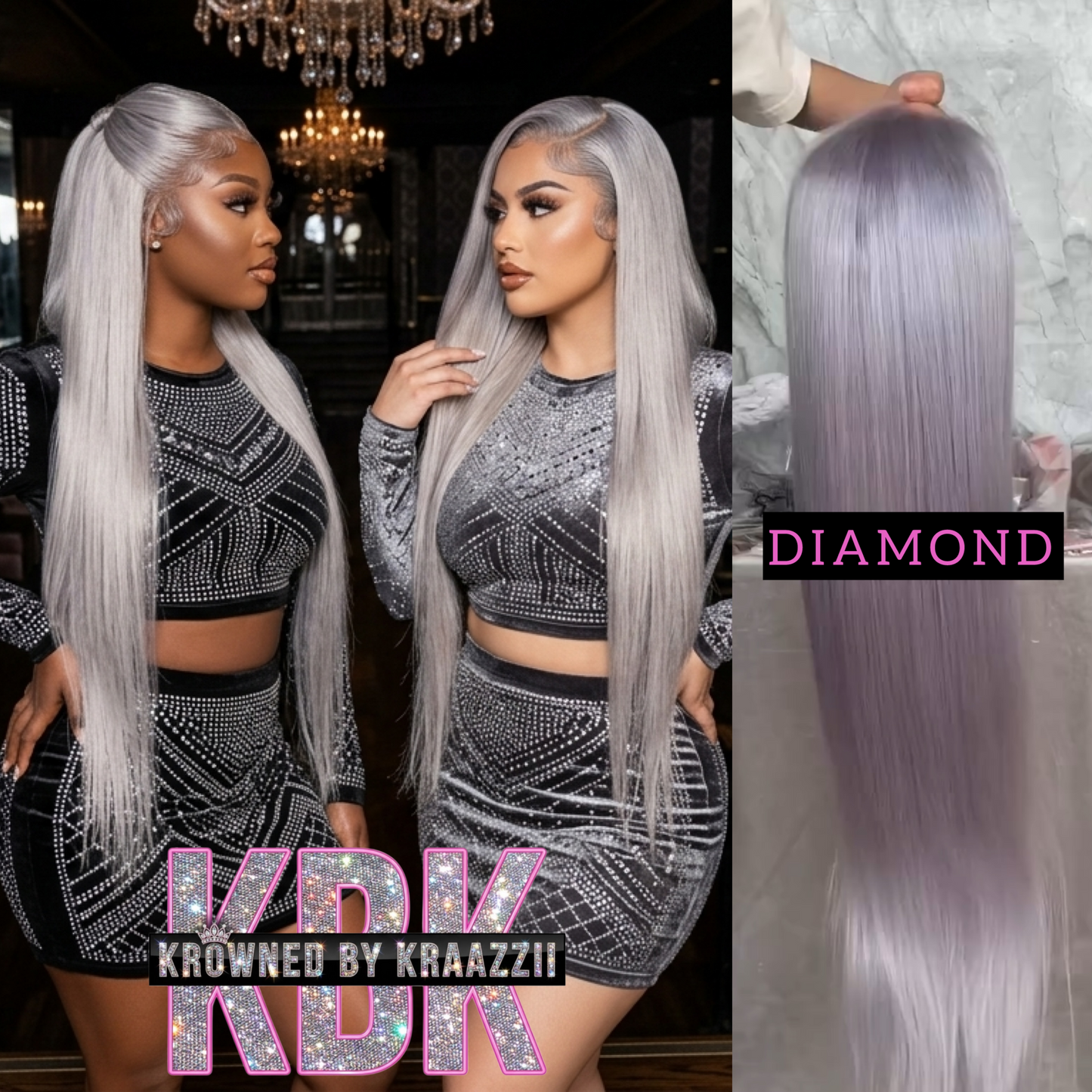 DIAMOND (Straight HD Silver Grey Lace Wig)