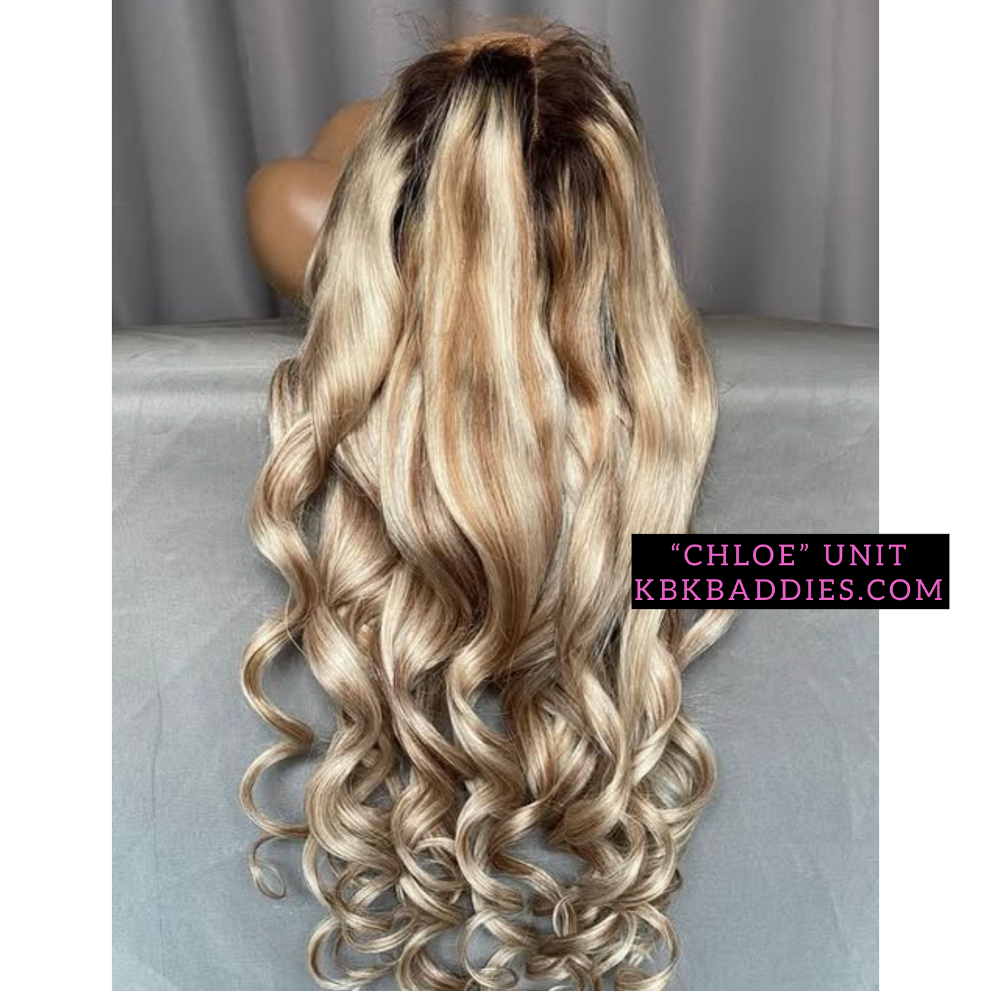 CHLOE (Straight HD Lace Custom Honey Blonde Highlight w/ Dark Roots Wig)