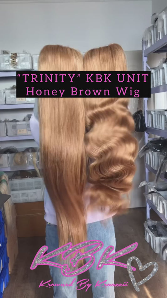 TRINITY (Straight & Burmese Curly Honey Brown HD Lace Wig)